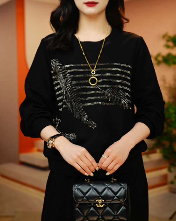 金钻羽毛-极简风早秋减龄优雅轻奢时尚百搭气质上衣