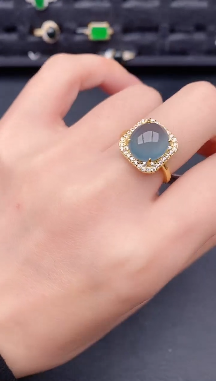 银S925镶嵌戒指翡翠天然a货翡翠260