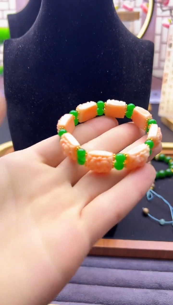 【闪购商品】玛瑙/玉髓手链14K金镶嵌S254         