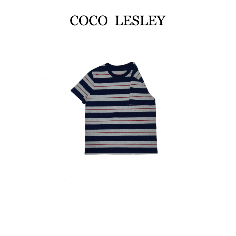 COCO LESLEY 显瘦夏季百搭条纹圆领短袖T恤7590