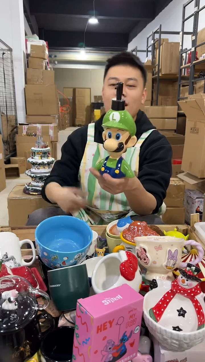 瓷片路易吉按压瓶 