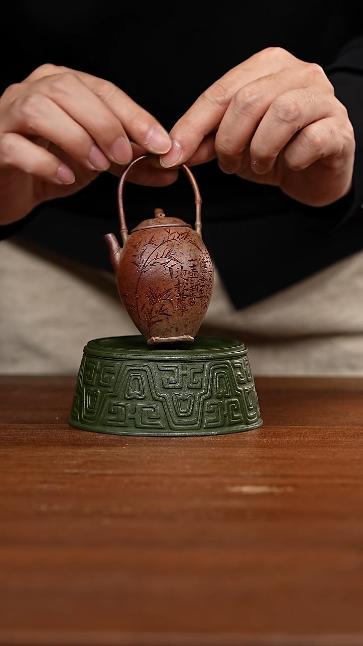 茶壶紫砂松筠提梁