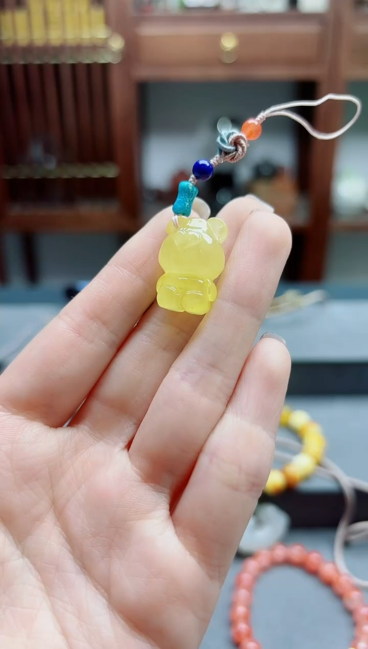 未镶嵌颈饰蜜蜡蜜蜡熊挂件YX