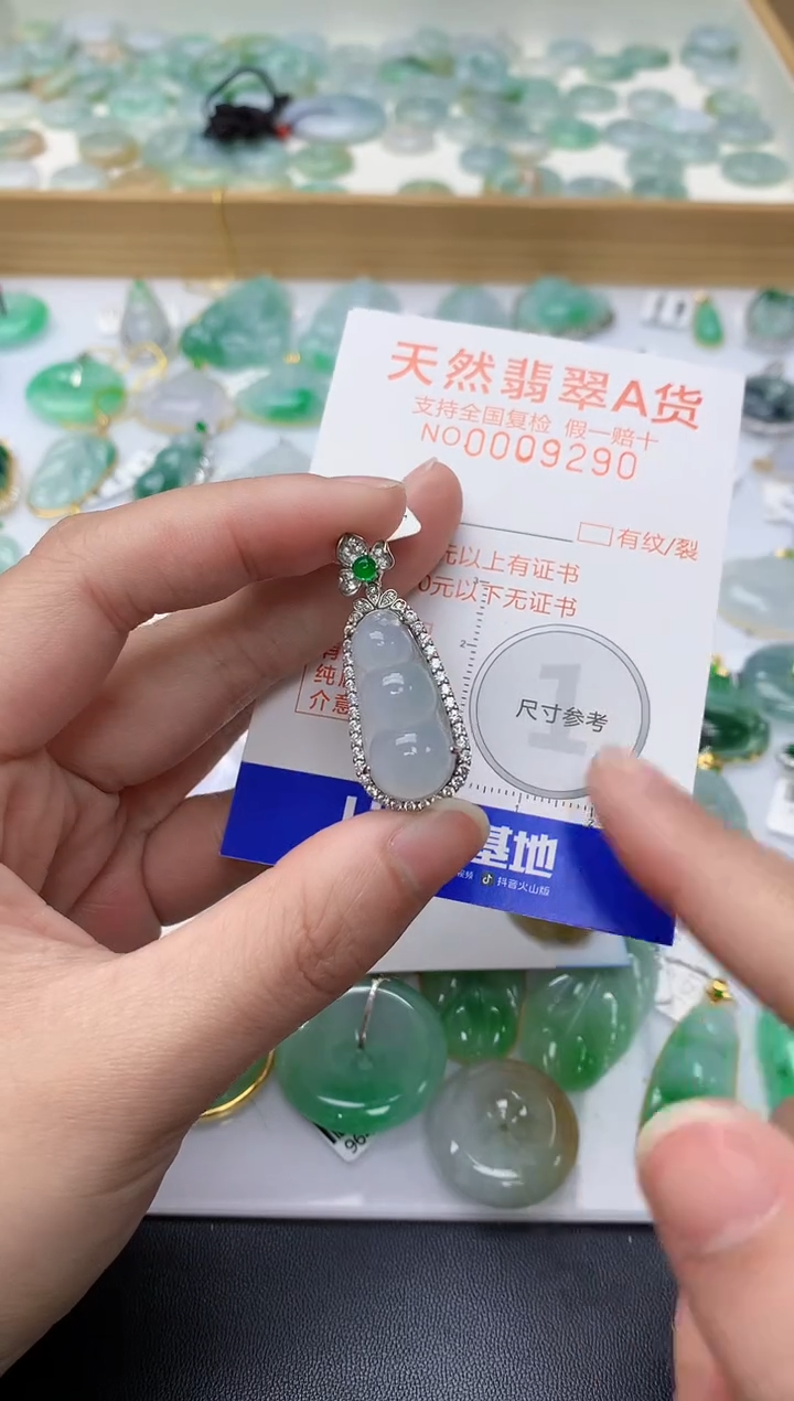 颈饰银S925镶嵌翡翠天然A货