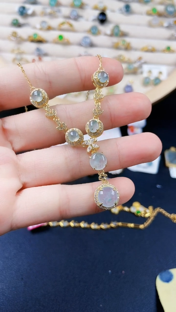 【闪购商品】翡翠银S925镶嵌颈饰654664