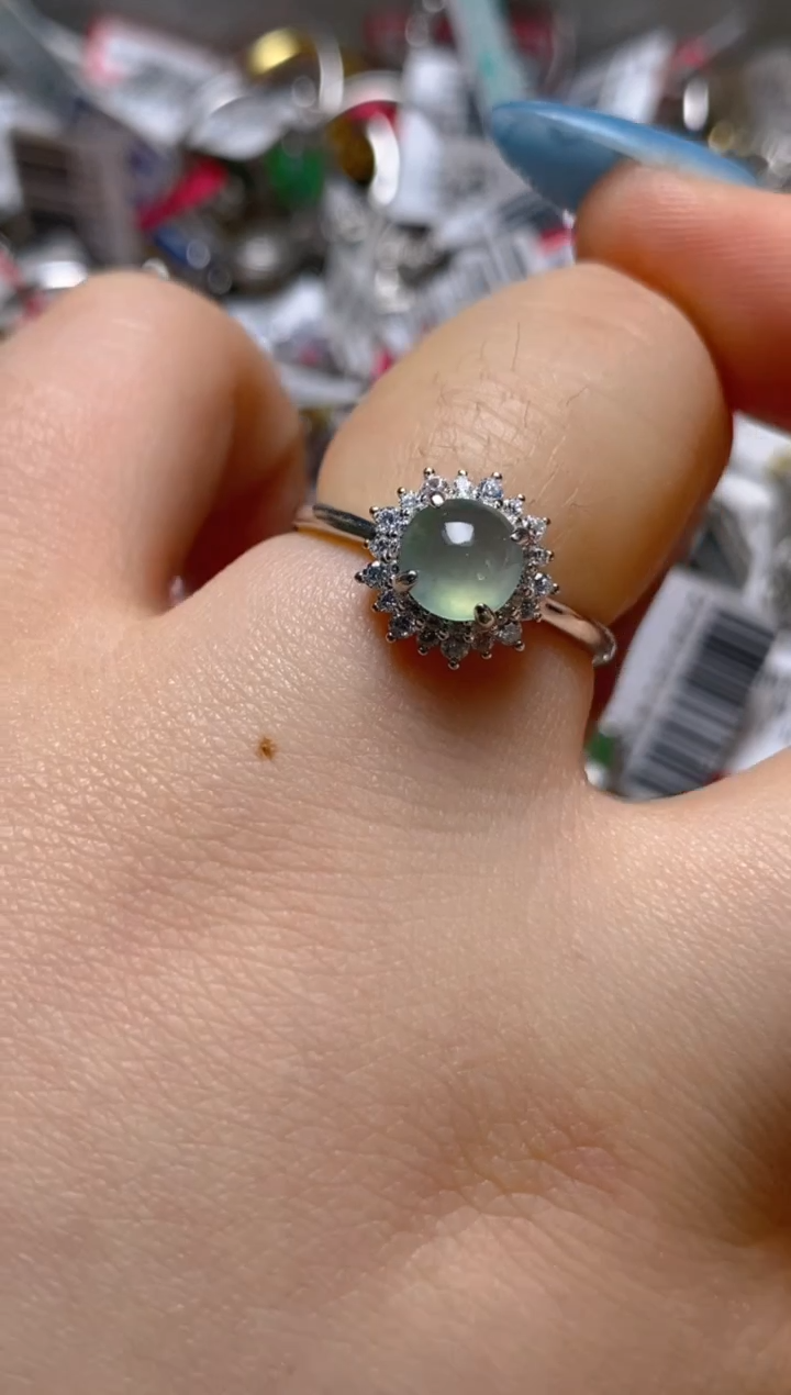银S925镶嵌戒指翡翠百内无证书