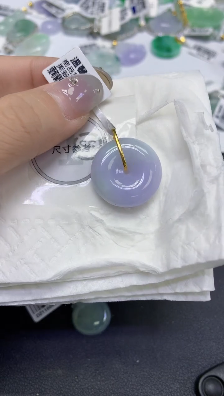 颈饰18K金镶嵌翡翠天然缅甸翡翠A货百元以上9元证书费自理