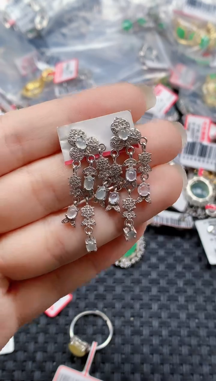 银S925镶嵌戒指翡翠天然A货缅甸翡翠