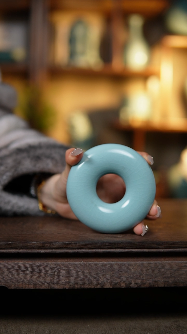 【闪购商品】杯仿古天青纯手工甜甜圈瑕