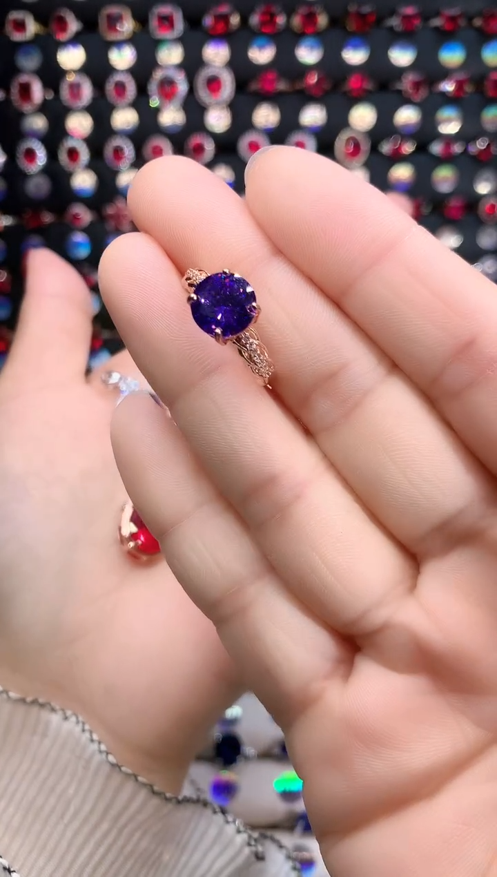 【闪购商品】水晶戒指银S925镶嵌玫瑰金