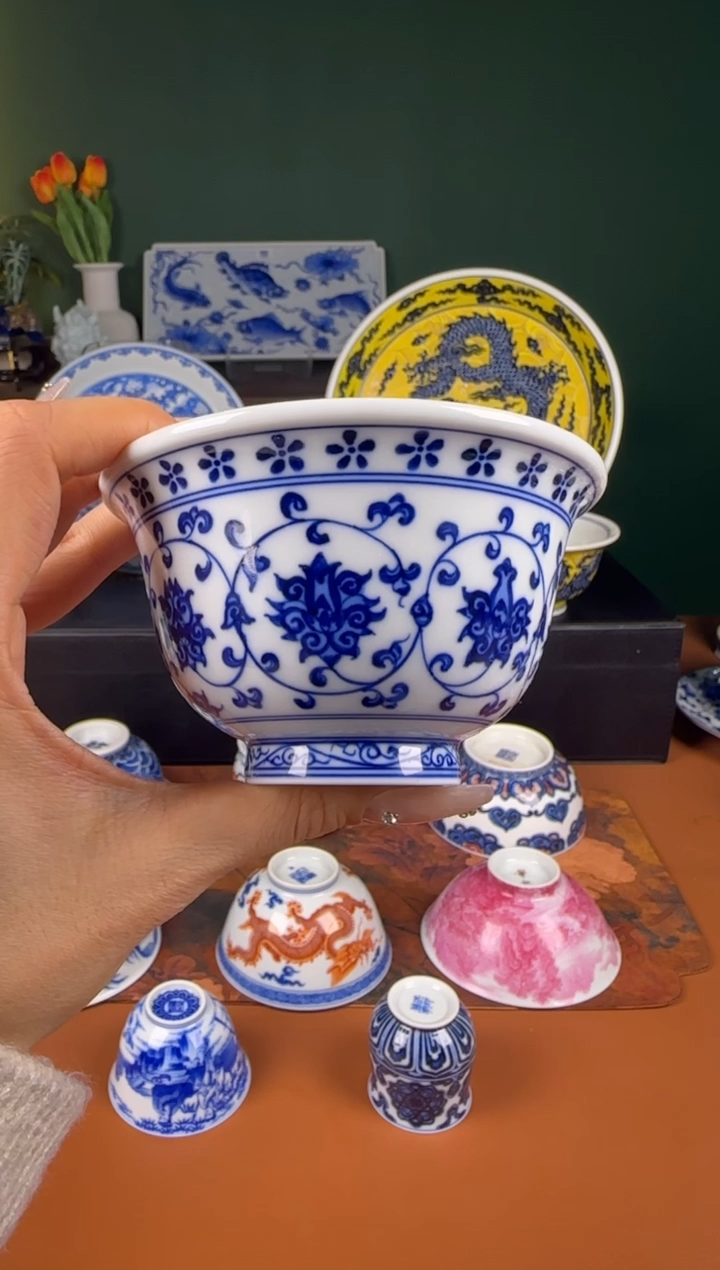 【闪购商品】杯福利 青花 缠枝莲 压手杯