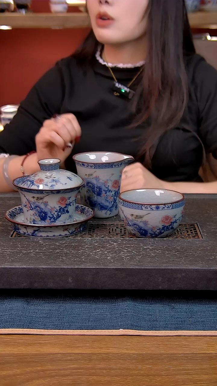 简装家用款3件套 老陶泥开片纹陶瓷茶具