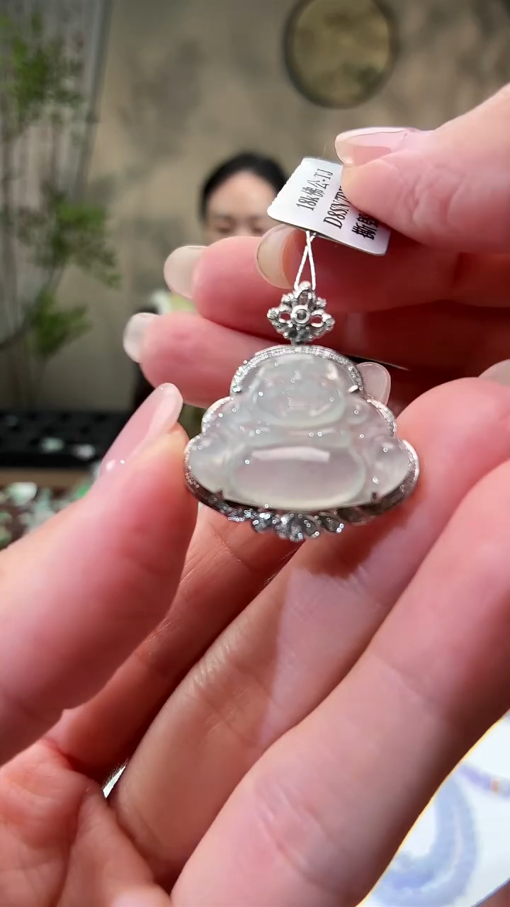 吊坠(不含链)18K金镶嵌翡翠佛公