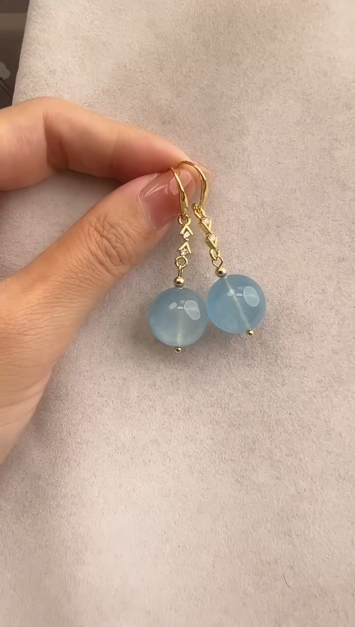 【闪购商品】海蓝宝石耳坠银S925镶嵌10209241-耳钩