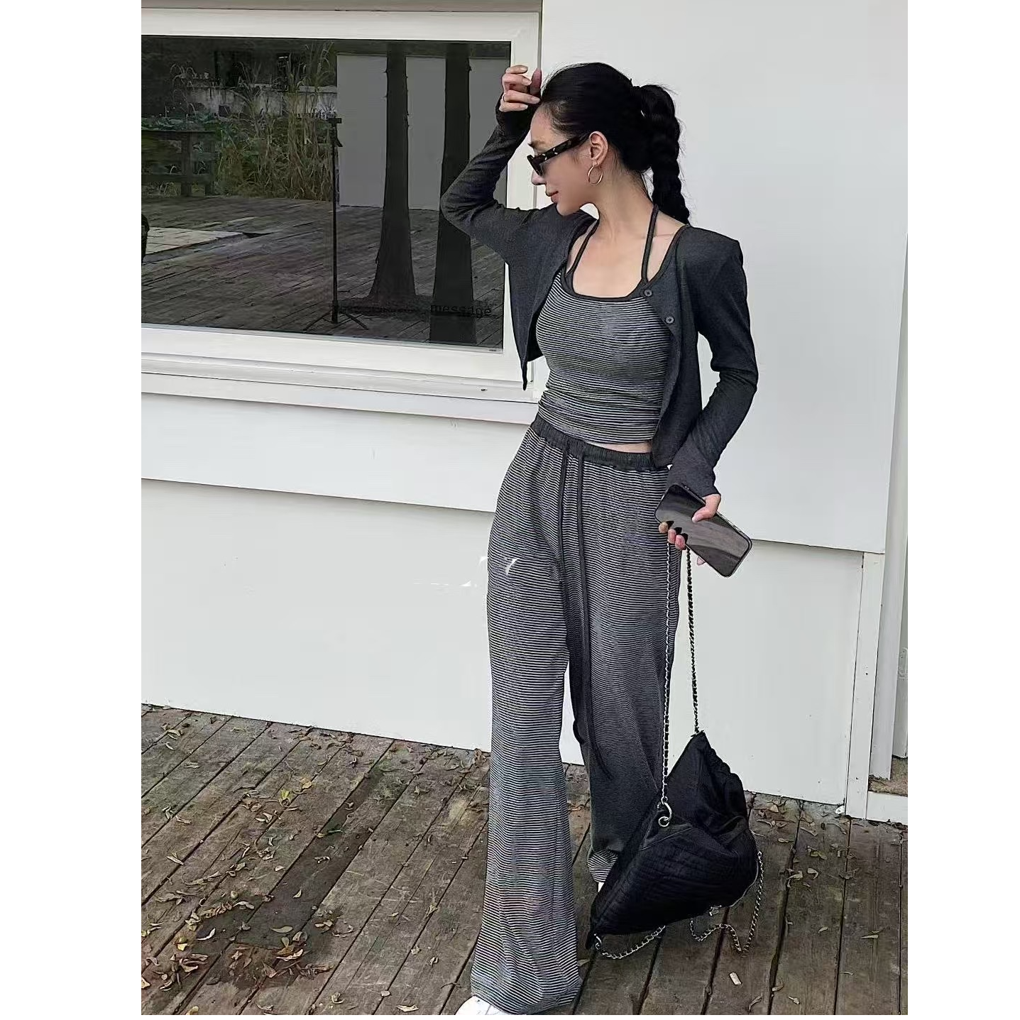 秋款慵懒风休闲风辣妹风设计感时尚套装显瘦高腰