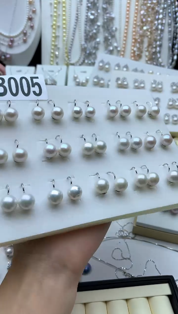 银S925镶嵌淡水珍珠耳饰多样性发其1