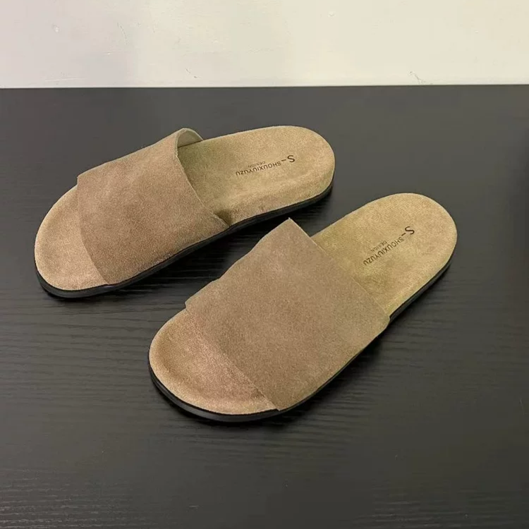 网红同款复古平底一字带女勃肯外穿露趾拖鞋588(平底一字拖)