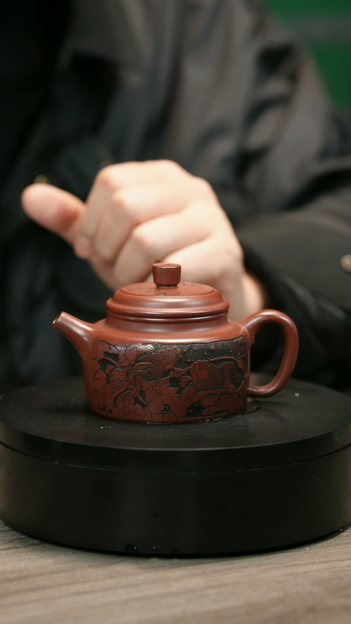 茶壶紫砂乐**晨H2417李小琴段泥梅竹双清竹碗