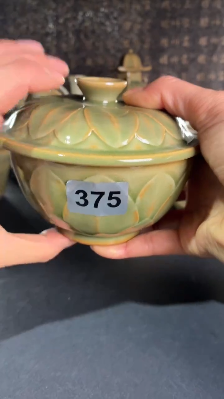 耀州窑仰山宋氏莲瓣盖碗微瑕375