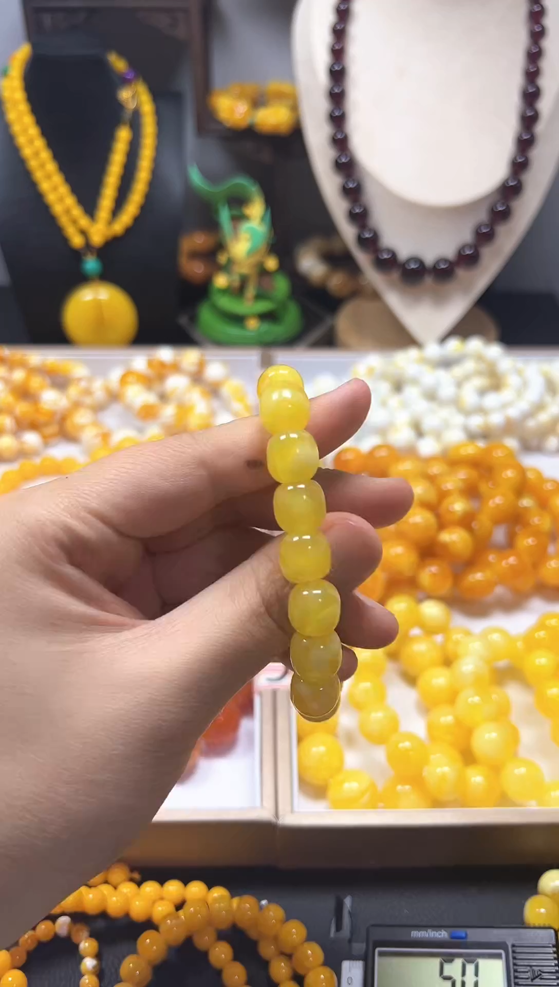 未镶嵌蜜蜡手链桶珠12mm白花蜜