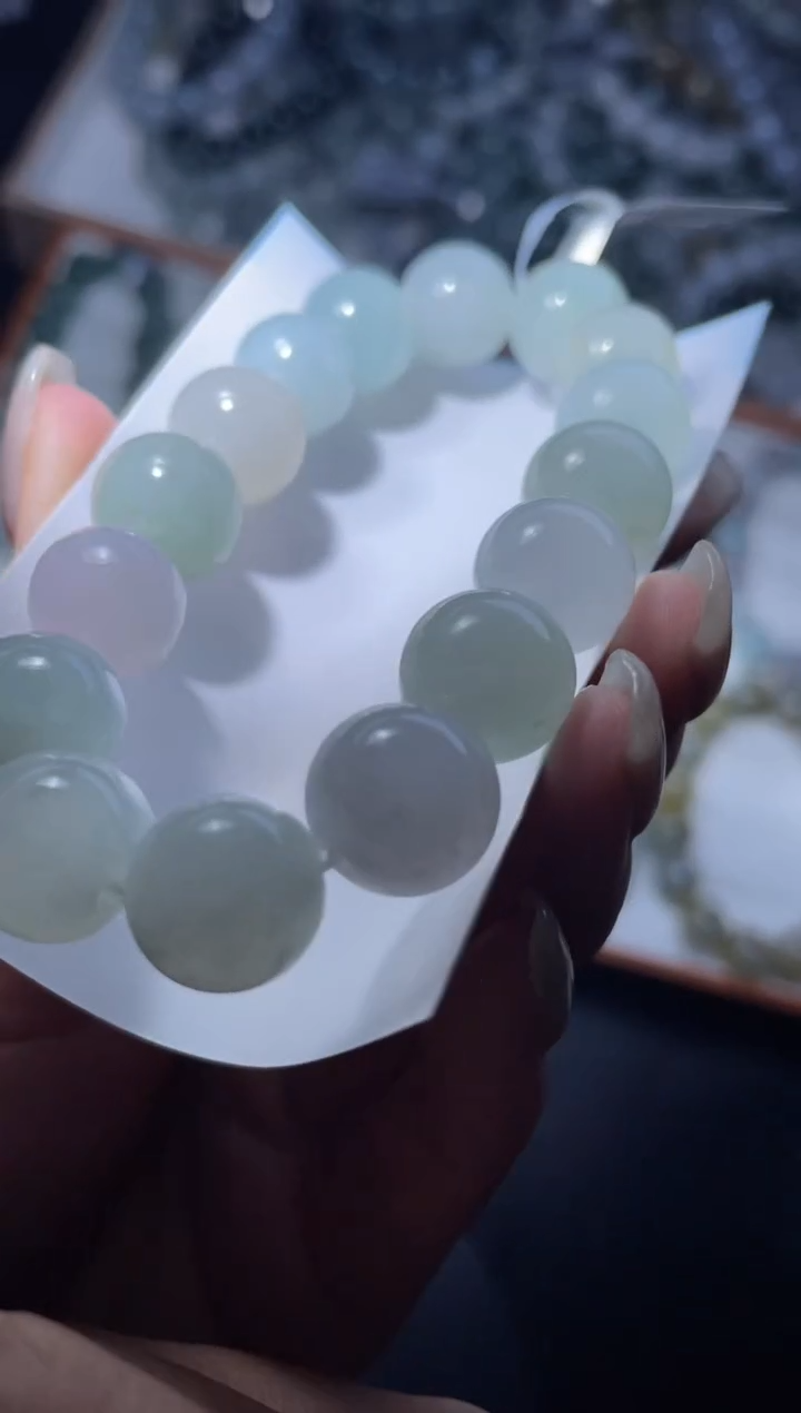 【闪购商品】定制翡翠未镶嵌天然缅甸A货翡翠手串56