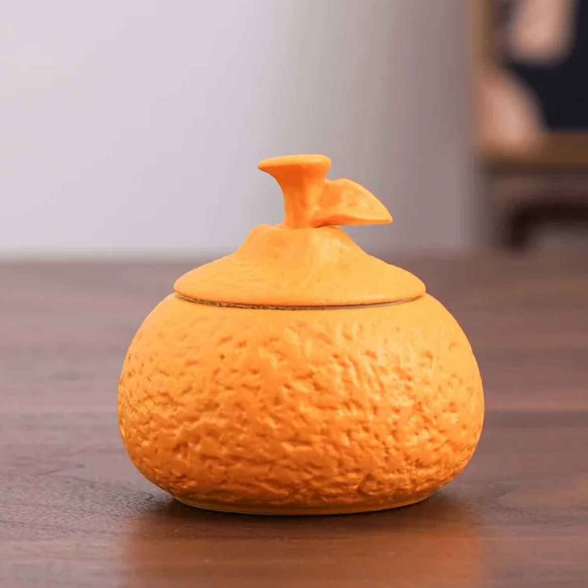 茗香瓷器 橙子小茶叶罐-6031