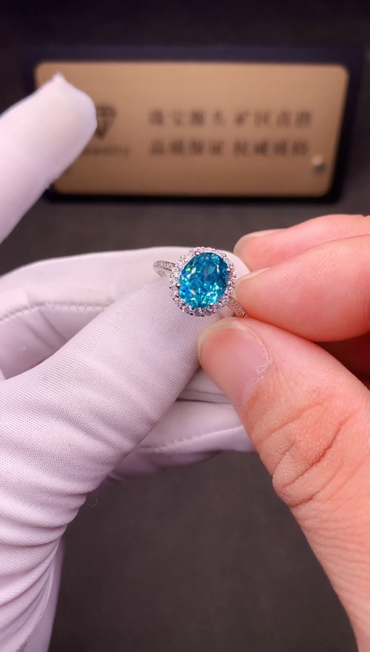 银S925镶嵌戒指帕拉依巴碧玺蓝