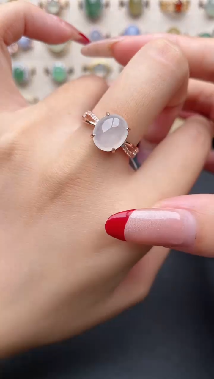 【闪购商品】翡翠戒指银S925镶嵌一物一证一礼盒