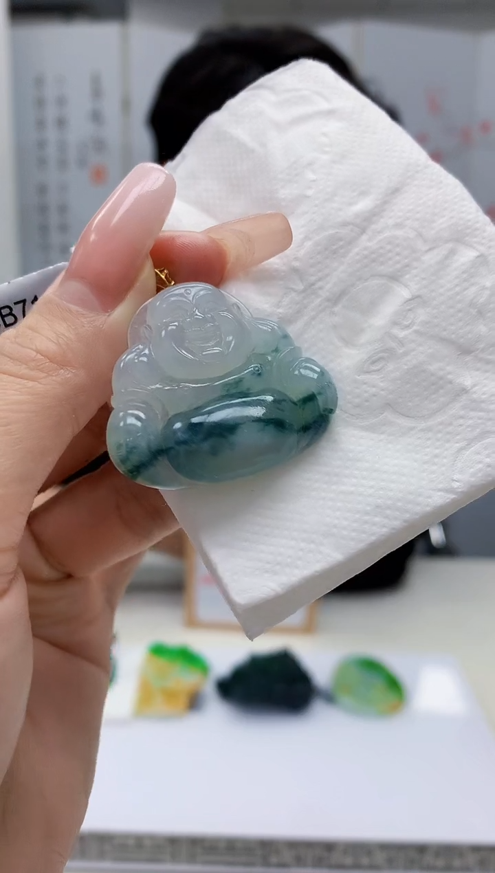 【闪购商品】定制翡翠未镶嵌5145lr-毛货挂件