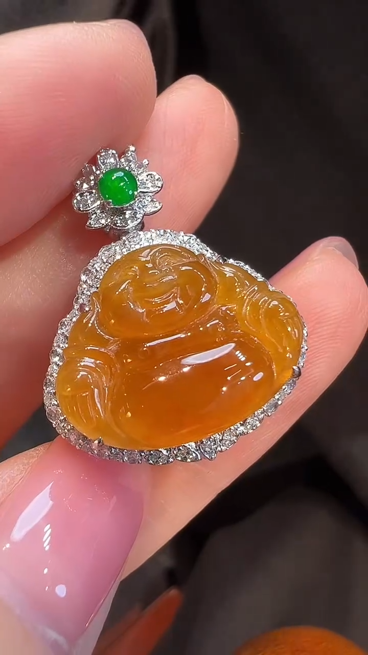 吊坠(不含链)18K金镶嵌翡翠L6