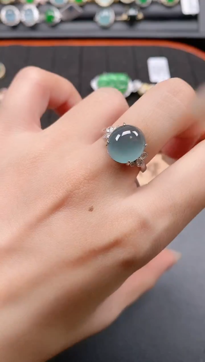 银S925镶嵌戒指翡翠11