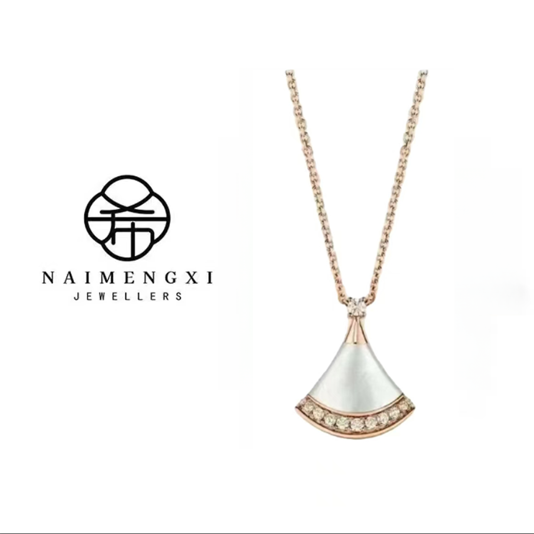  高定白裙子镶钻项链小众轻奢百搭时尚经（带证书）