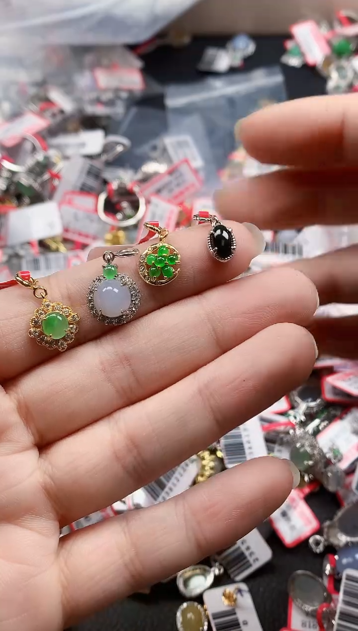 银S925镶嵌戒指翡翠天然A货缅甸翡翠