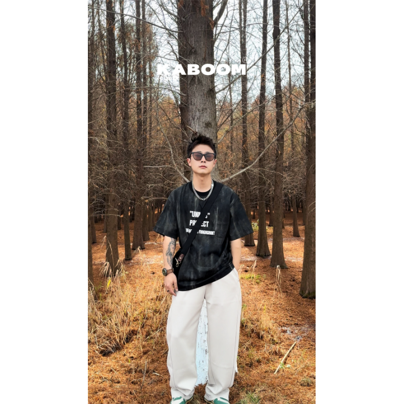 2025夏季新款迷彩字母圆领短袖T恤25953简单休闲百搭日常男情侣