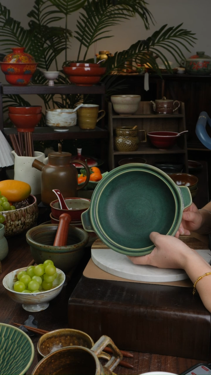 碗微瑕景德镇手工高温餐具小双耳