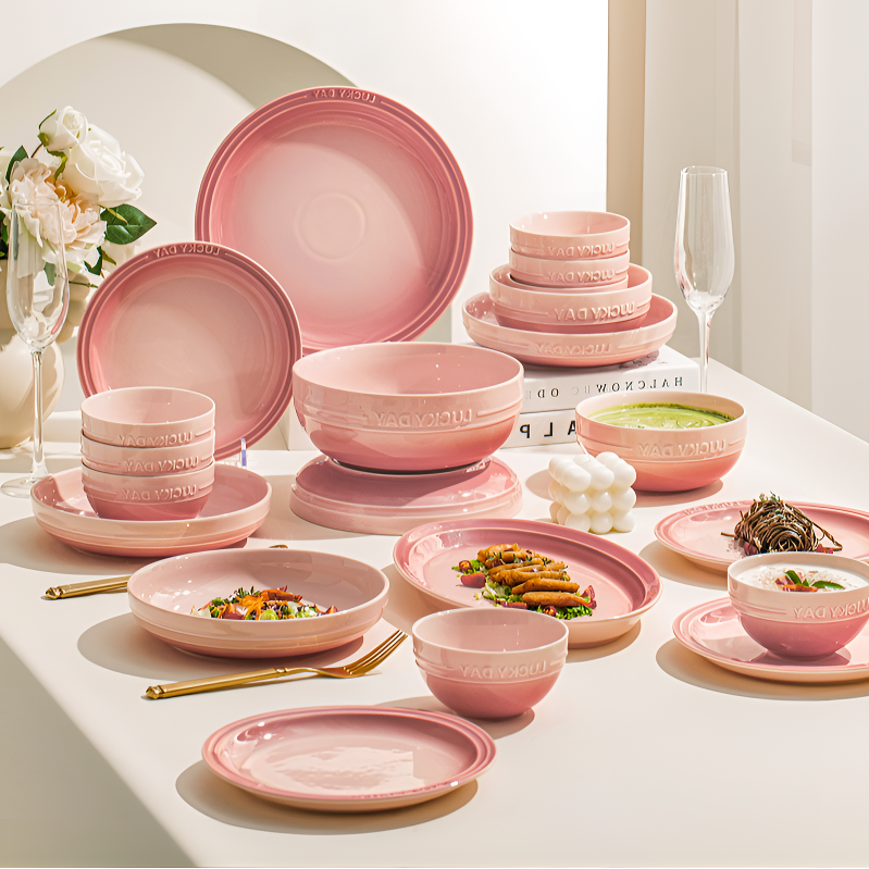 高颜值景德镇陶瓷餐具釉下彩订婚新婚礼物乔迁简约碗盘高档礼盒装