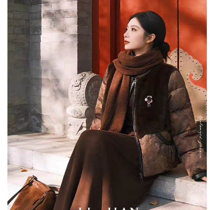 香云沙拼接毛毛时尚洋气外套上衣203