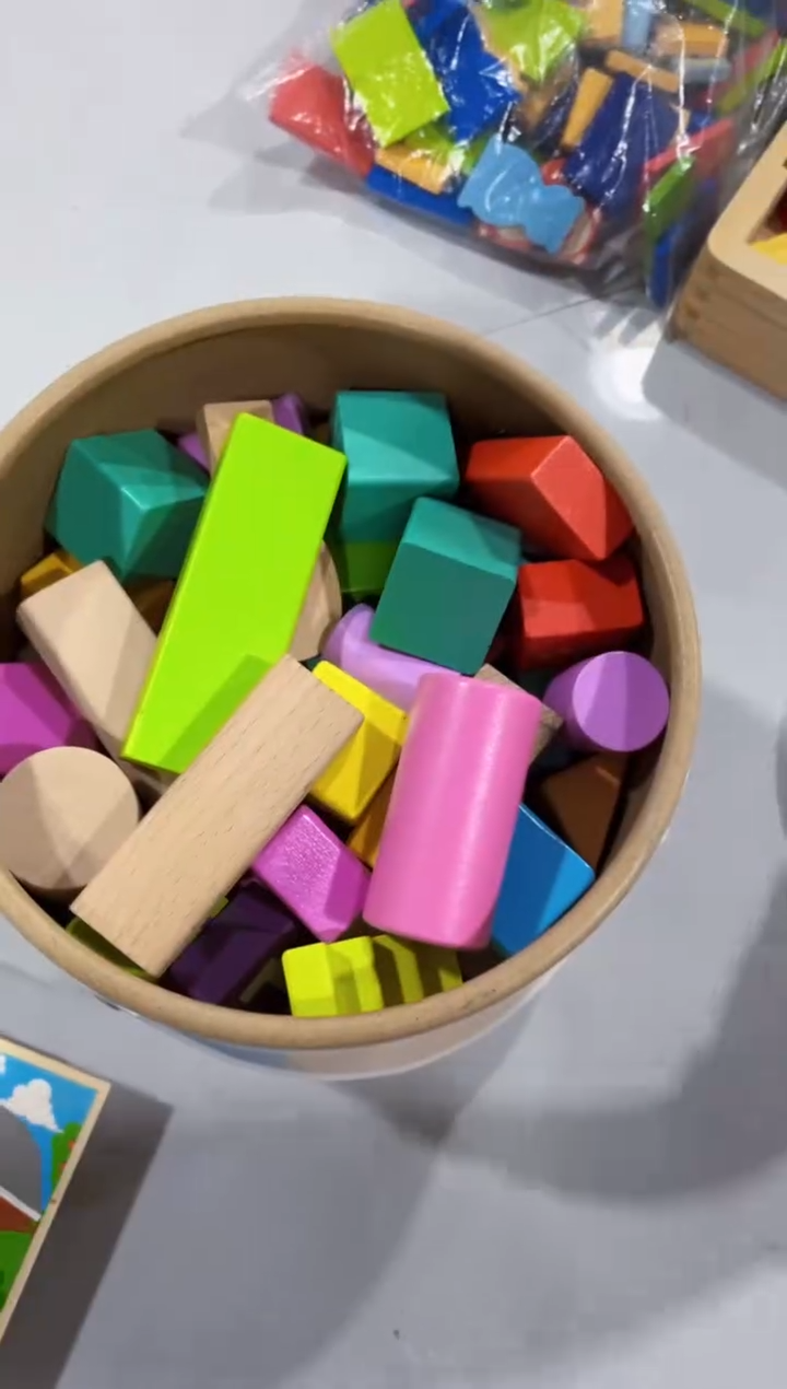 木马卡龙色实木积木