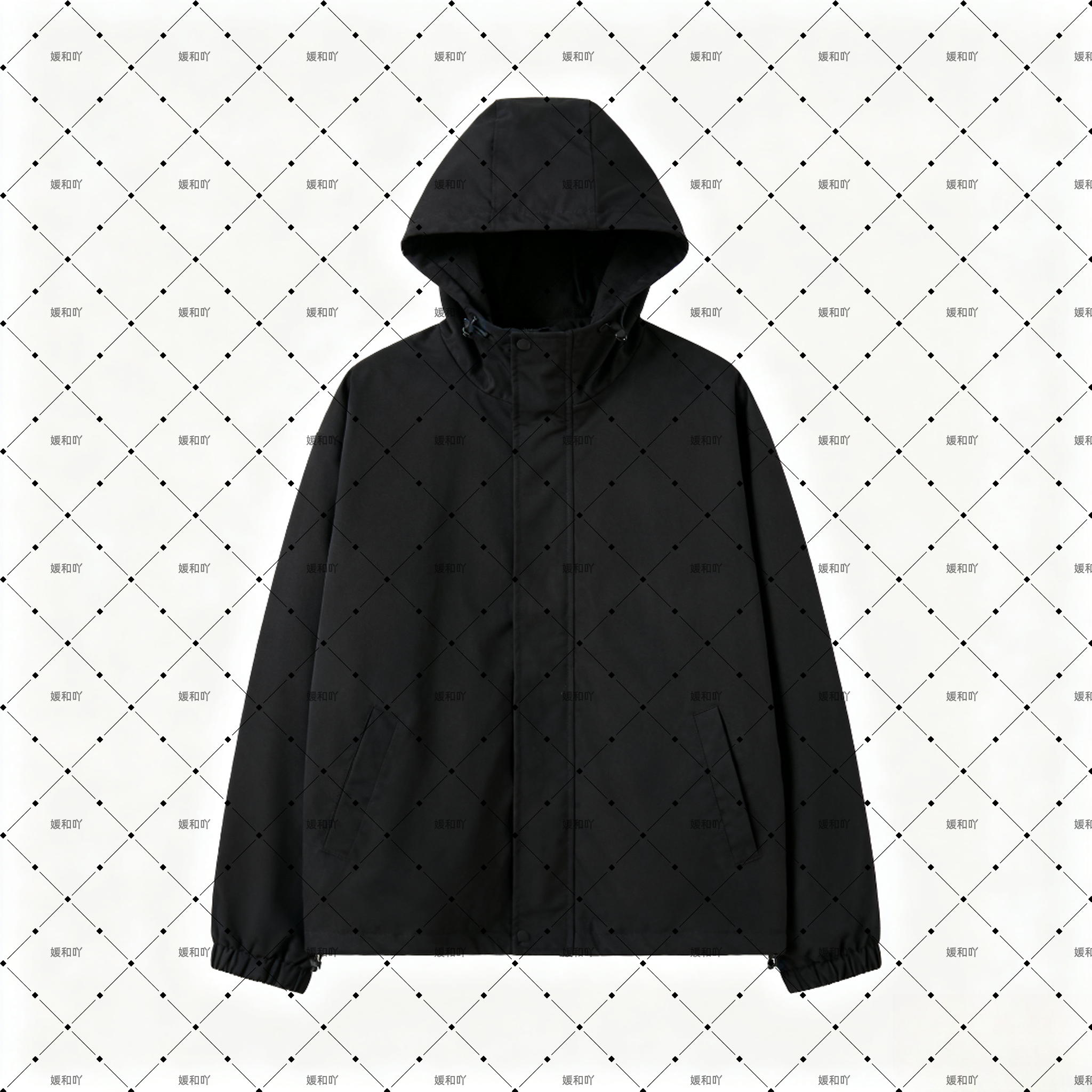 B388黑金连帽短外套女款