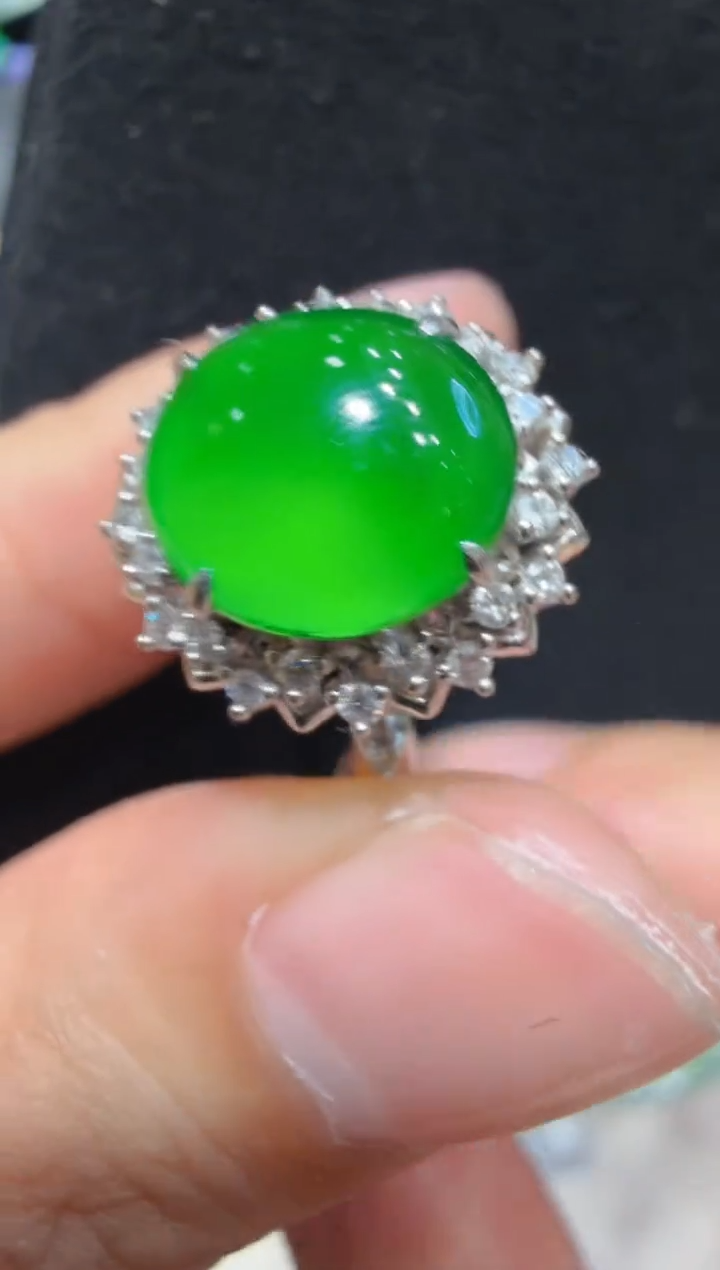 18K金镶嵌戒指翡翠多样性团购发一件