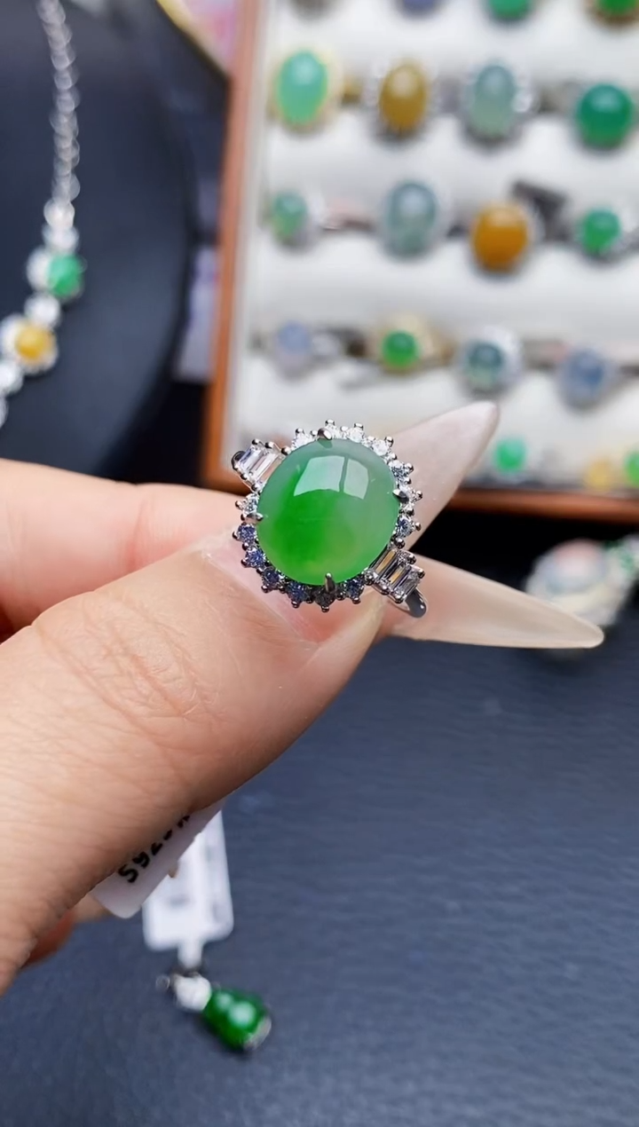 银S925镶嵌戒指翡翠皎0653