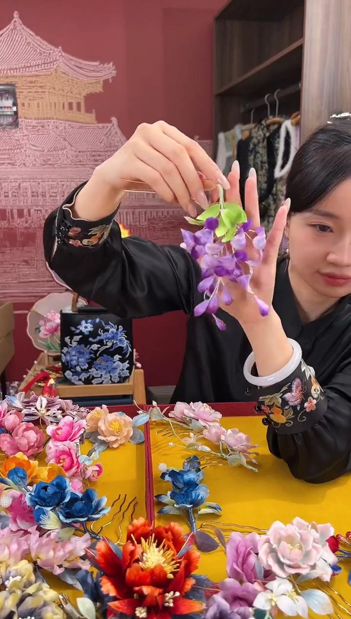 【闪购商品】刺绣非遗绒花（发饰）