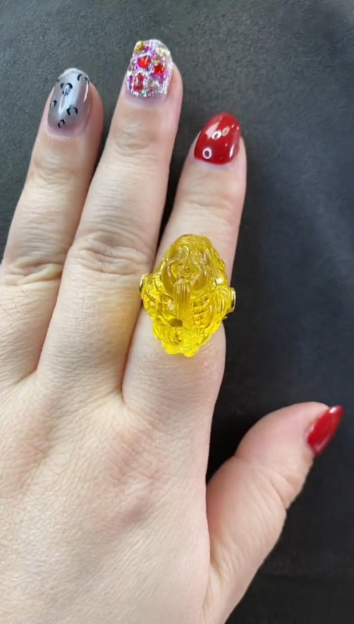 【闪购商品】琥珀戒指银S925镶嵌戒指