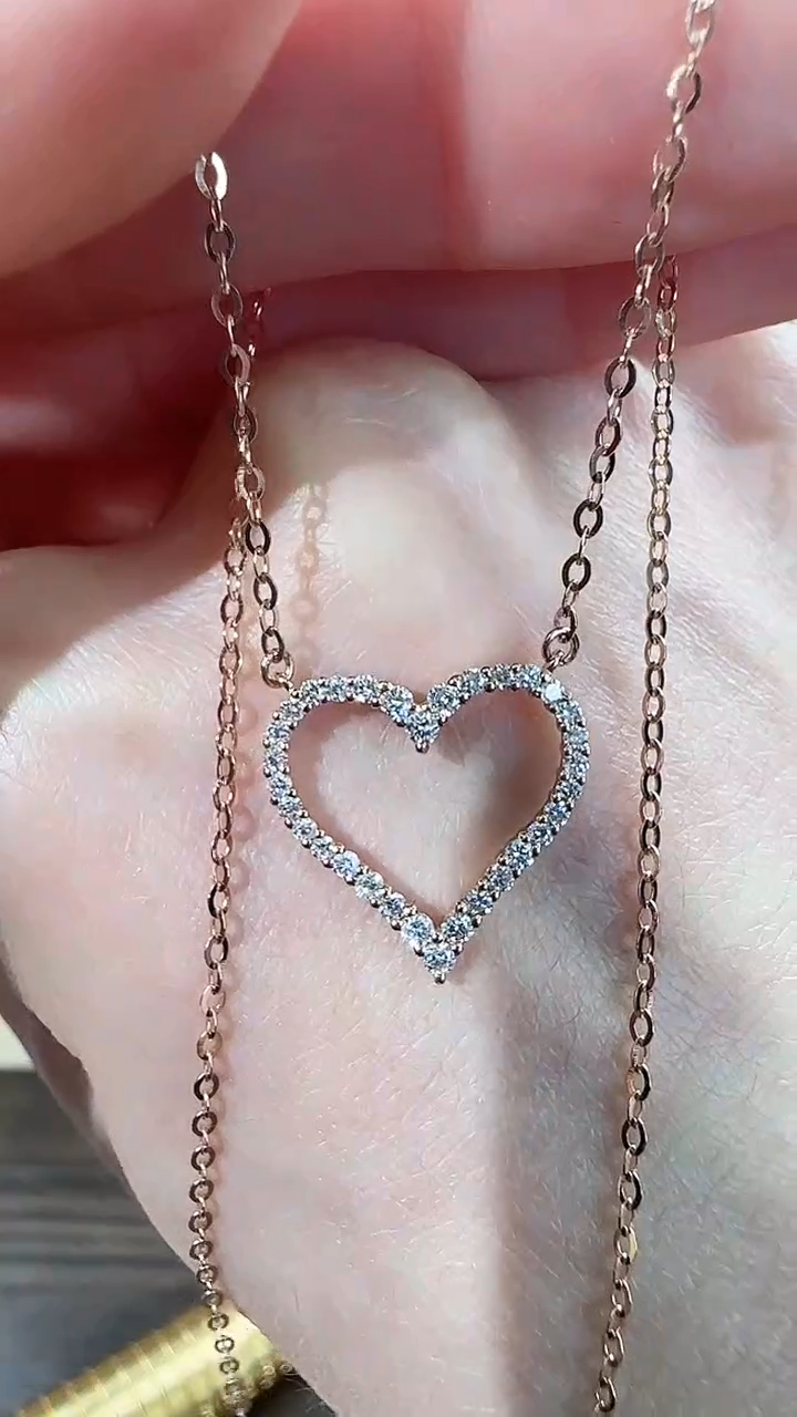 套链钻石18K金镶嵌18K金钻石桃心套链