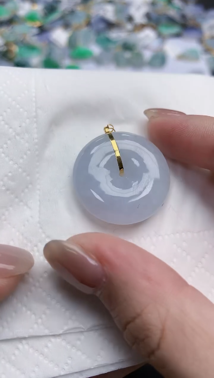 【闪购商品】翡翠颈饰18K金镶嵌天然缅甸翡翠A货