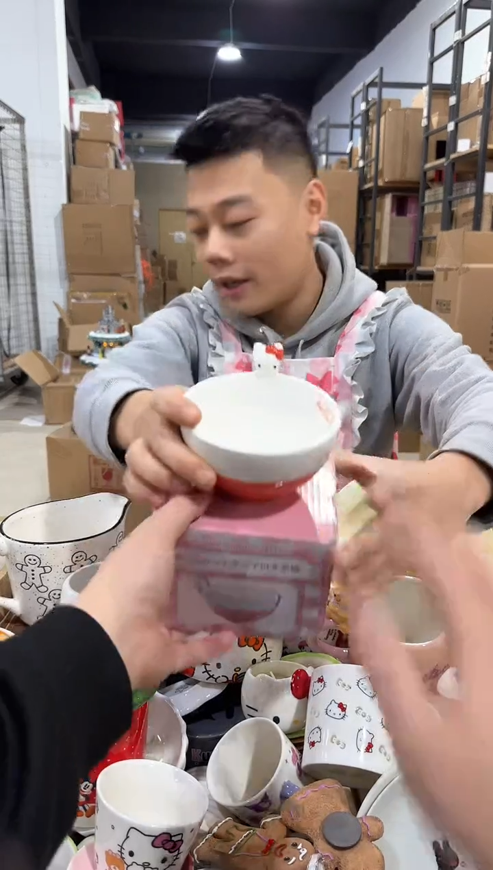 瓷片原盒kt猫公仔碗 