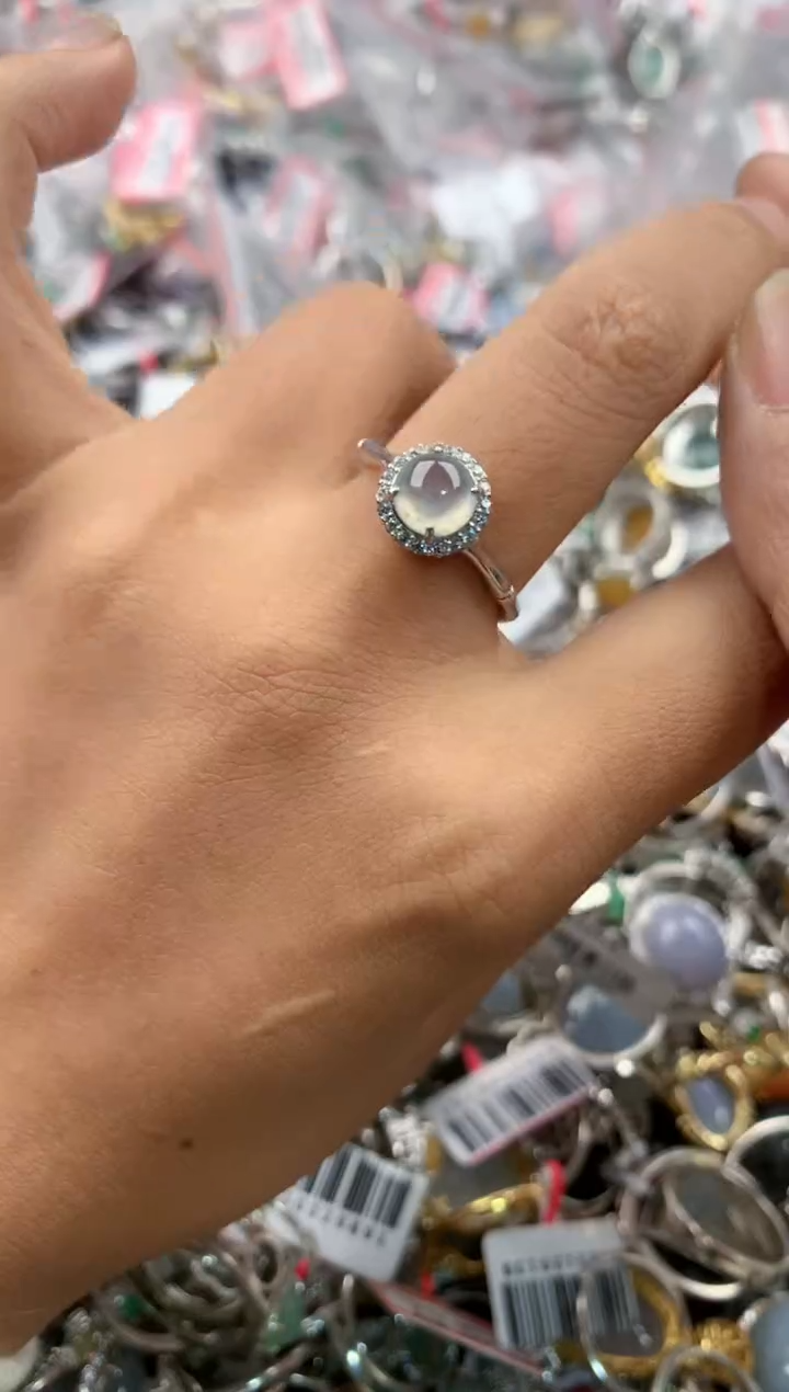 银S925镶嵌戒指翡翠666----7