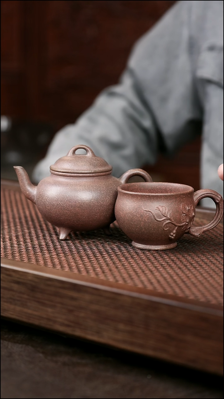 茶壶紫砂岩中泥三足水平+报春杯