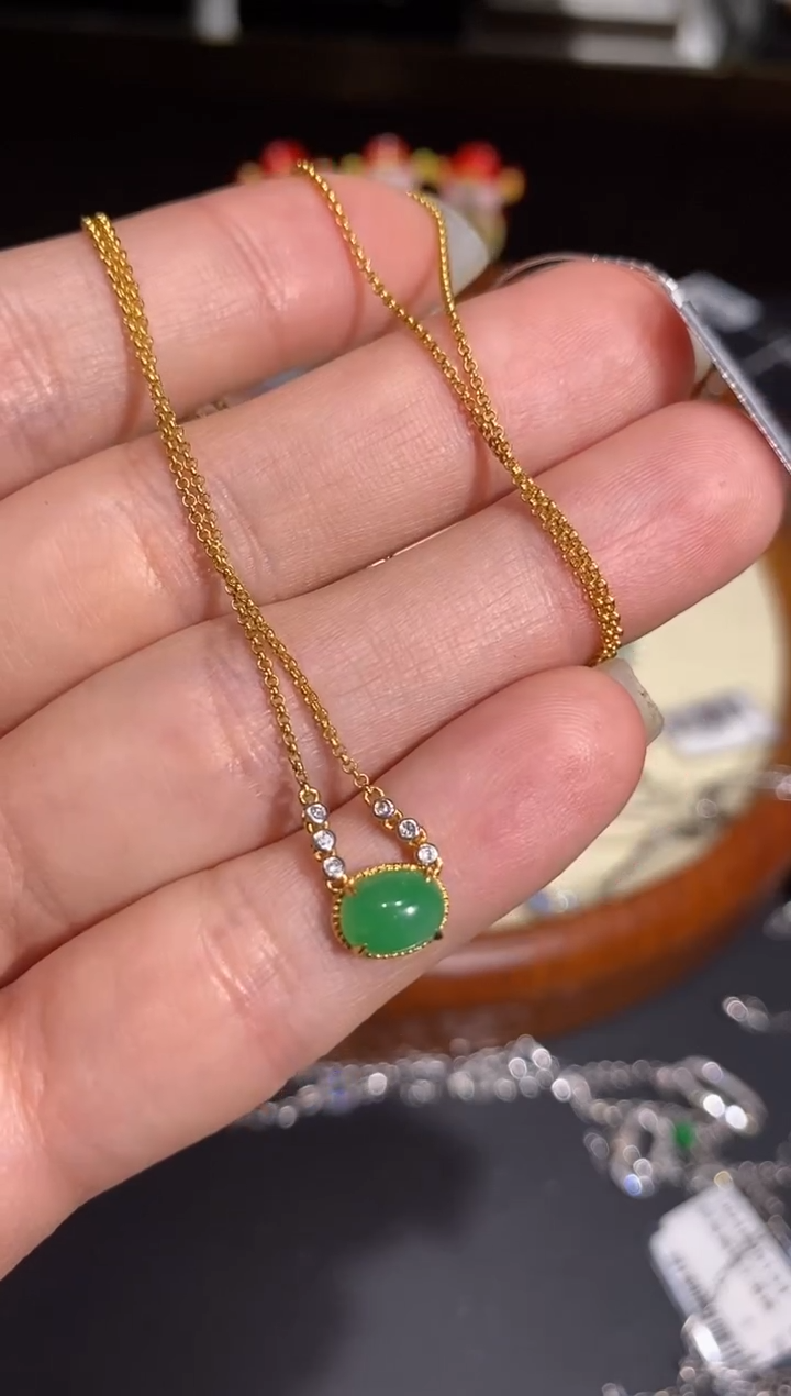 【闪购商品】翡翠颈饰18K金镶嵌百搭链