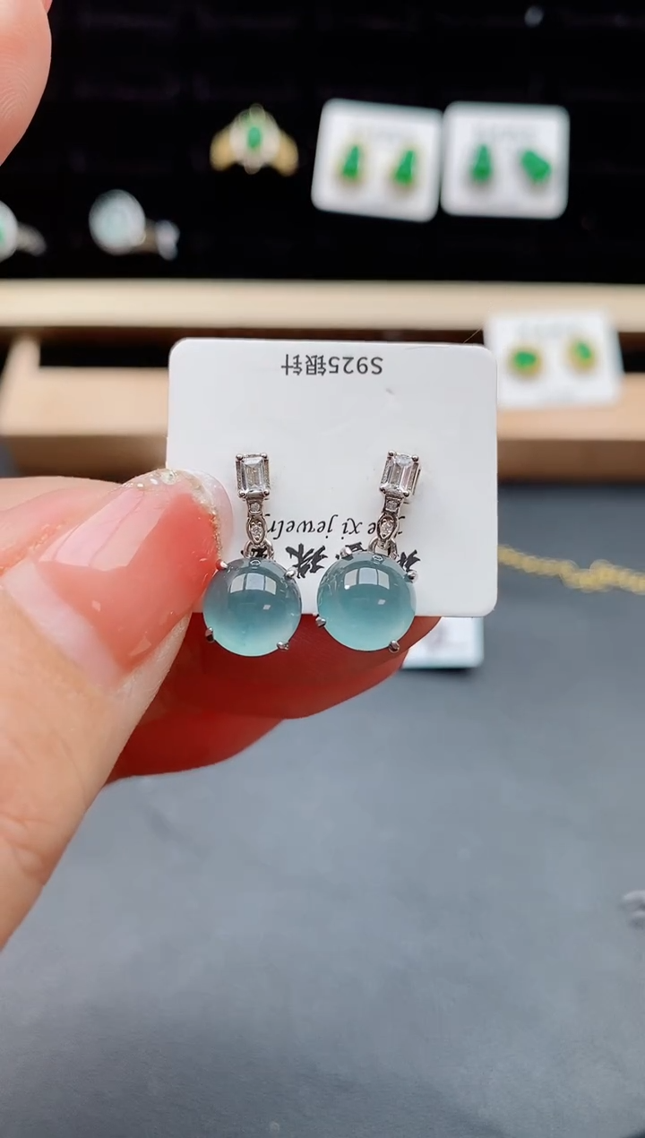 【闪购商品】翡翠耳饰银S925镶嵌121212